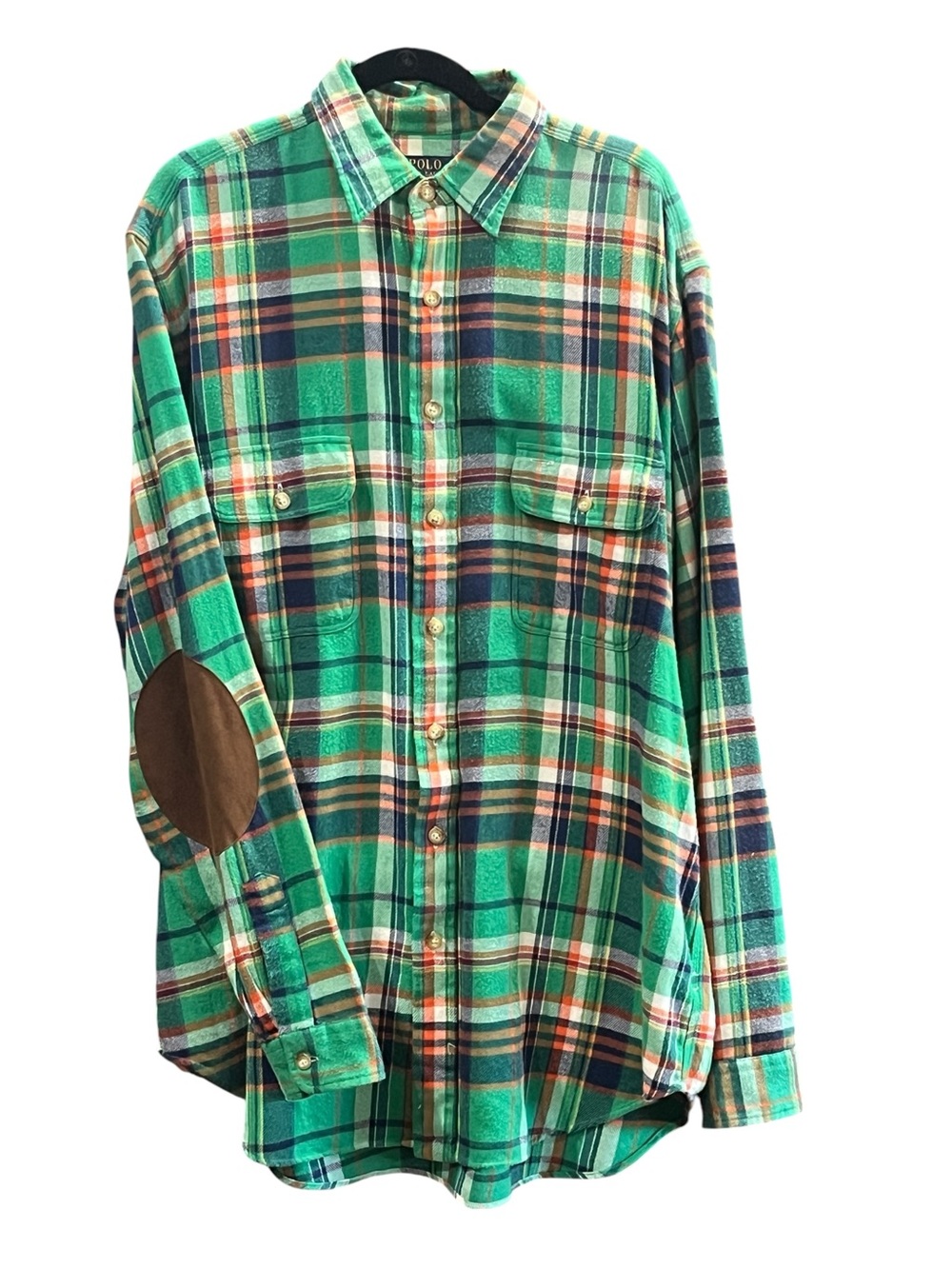 Polo by Ralph Lauren Lightweight Green/Blue Men’s Flannel Button-Down Large/Tall